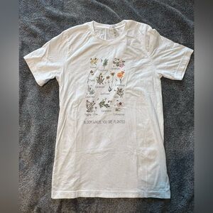 White Botanical Graphic Tee - "Bloom Where You Are Planted"